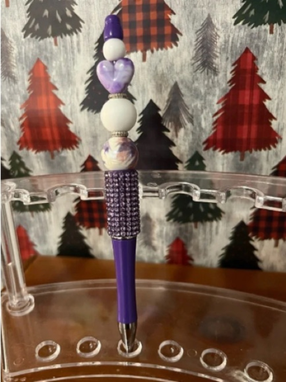 Handcrafted Purple Beaded Decorative Stylus Pen